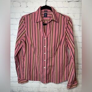 GAP gapstretch size medium women’s blouse in pinks & browns stripes